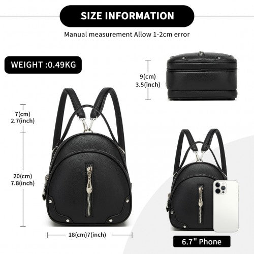 Miss Lulu Convertible Mini Backpack for Women - PU Leather 3-in-1 Small Handbag, Crossbody Bag & Shoulder Backpack