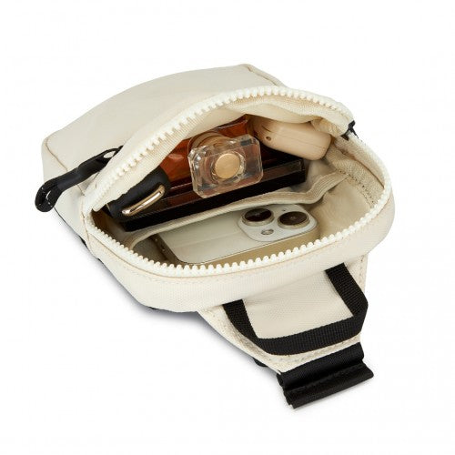 Kono Lightweight Crossbody Sling Bag with Adjustable Strap Multiple Pockets for Travel and Everyday Use - Beige