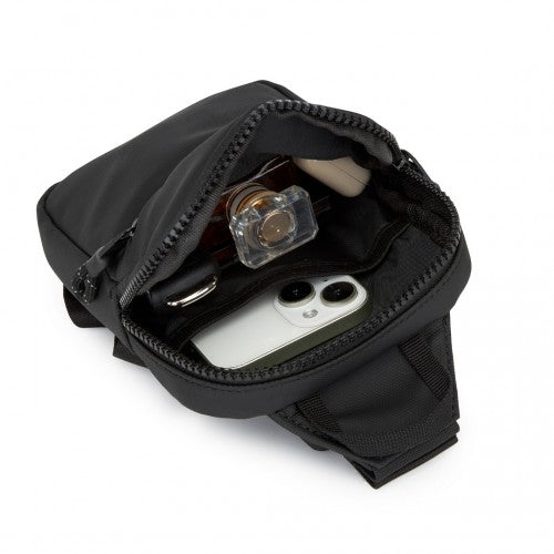 Kono Lightweight Crossbody Sling Bag with Adjustable Strap Multiple Pockets for Travel and Everyday Use - Black