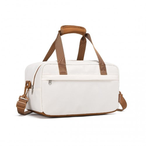 Kono Lightweight Water-Resistant Foldable Under Seat Travel Carry-On Duffel Bag Small - Beige/Brown