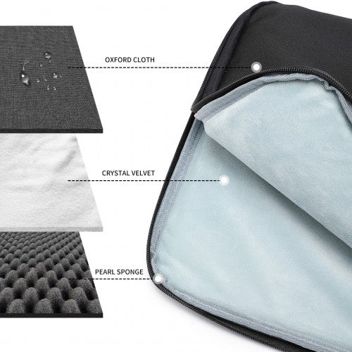 Kono Streamline Water-Resistant Medium Laptop Sleeve With Velvety Interior - Black