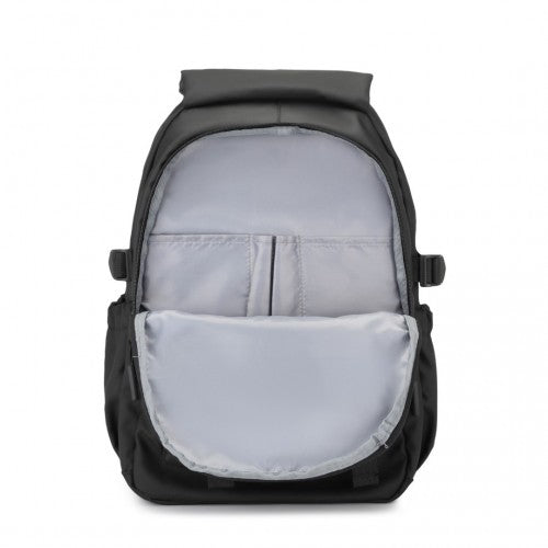 Kono PVC Coated Urban Water-Resistant Backpack with Reflective Safety Straps and Multi-Compartment Design - Black