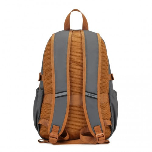 Kono PVC Coated Urban Water-Resistant Backpack with Reflective Safety Straps and Multi-Compartment Design - Grey/Brown
