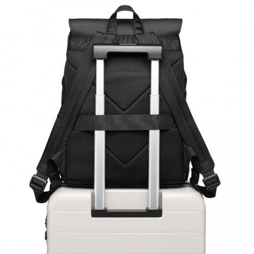 Kono Water-Resistant Urban Geometric Backpack with Laptop Compartment - Black