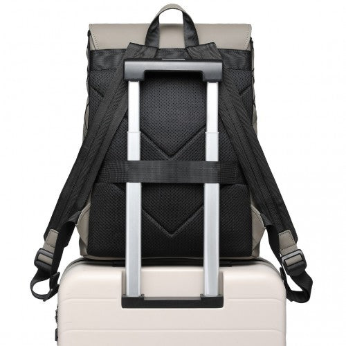 Kono Water-Resistant Urban Geometric Backpack with Laptop Compartment - Grey