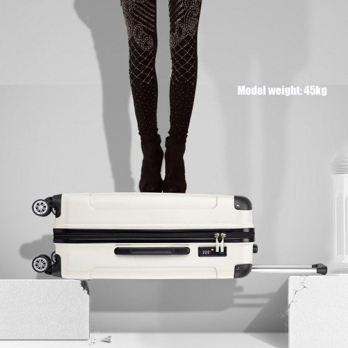 Kono 24 Inch ABS Lightweight Compact Hard Shell Travel Luggage For Extended Journeys - Beige