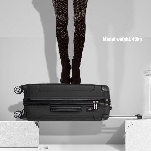 Kono 24 Inch ABS Lightweight Compact Hard Shell Travel Luggage For Extended Journeys - Black