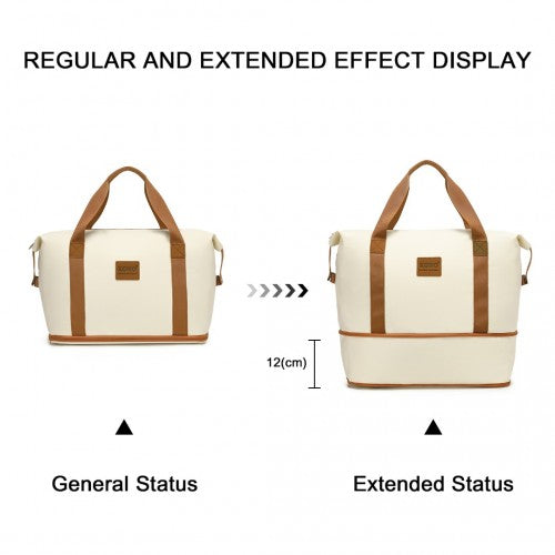Kono 6 Piece ABS Suitcase Set With 4 Wheel design including Vanity Case Weekend Bag and Toiletry Bag – Cream
