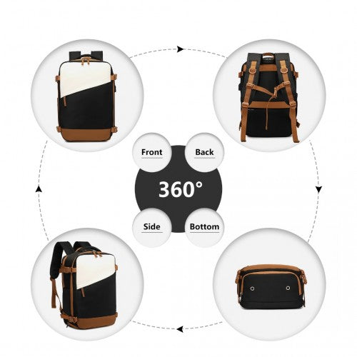 Kono Hard Shell Abs Carry-Ons Cabin Suitcase Included Vanity Case And Backpack 3 Piece Travel Set - Black