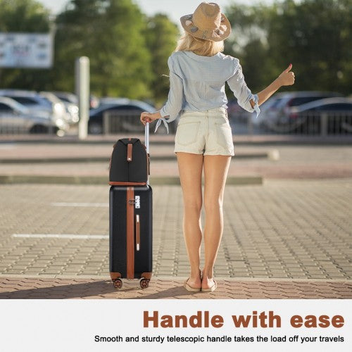 Kono 20 Inch Abs Carry On Cabin Suitcase 4 Piece Travel Set Included Vanity Case And Weekend Bag And Toiletry Bag - Black