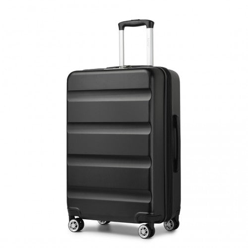 Kono 28 Inch Expandable Horizontal Engraved Hard Shell ABS+PC Check-In Suitcase with TSA Lock - Black