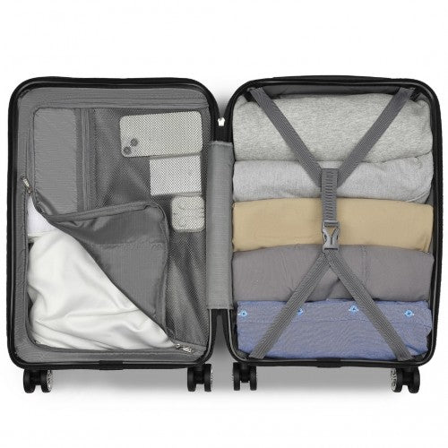 Kono 24 Inch Expandable Horizontal Engraved Hard Shell ABS+PC Check-In Suitcase with TSA Lock - Grey