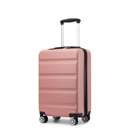 Kono 19 Inch Stylish Horizontal Engraved Hard Shell ABS+PC Cabin Carry-On Suitcase with TSA Lock - Nude