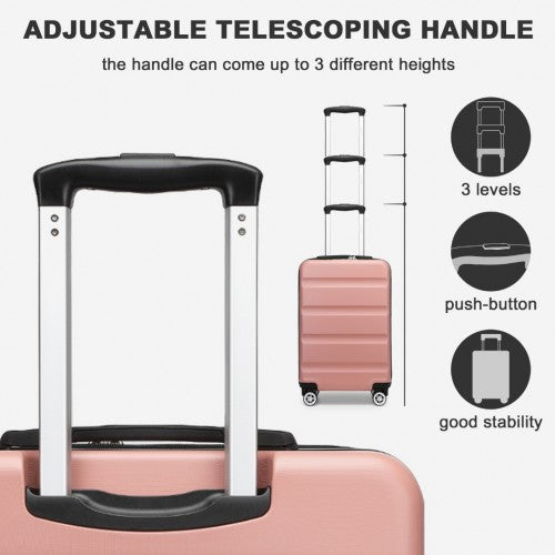 Kono 19 Inch Stylish Horizontal Engraved Hard Shell ABS+PC Cabin Carry-On Suitcase with TSA Lock - Nude