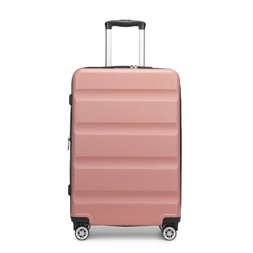 Kono 24 Inch Expandable Horizontal Engraved Hard Shell ABS+PC Check-In Suitcase with TSA Lock - Nude