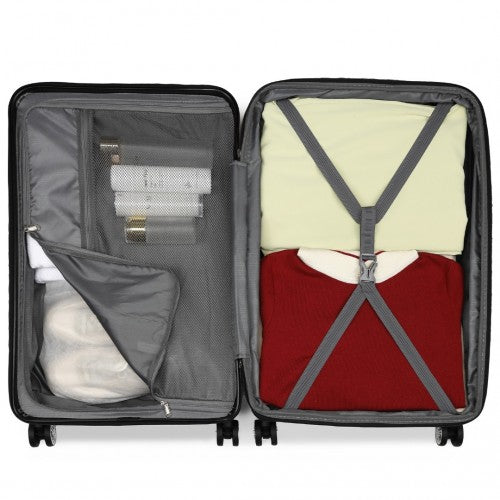 Kono 24 Inch Expandable Horizontal Engraved Hard Shell ABS+PC Check-In Suitcase with TSA Lock - Nude