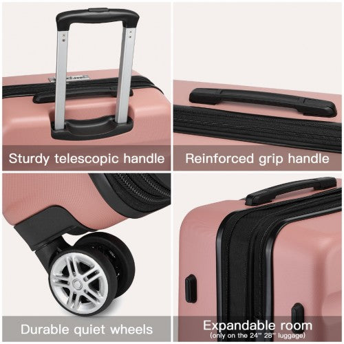 Kono 24 Inch Expandable Horizontal Engraved Hard Shell ABS+PC Check-In Suitcase with TSA Lock - Nude