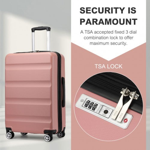 Kono 24 Inch Expandable Horizontal Engraved Hard Shell ABS+PC Check-In Suitcase with TSA Lock - Nude