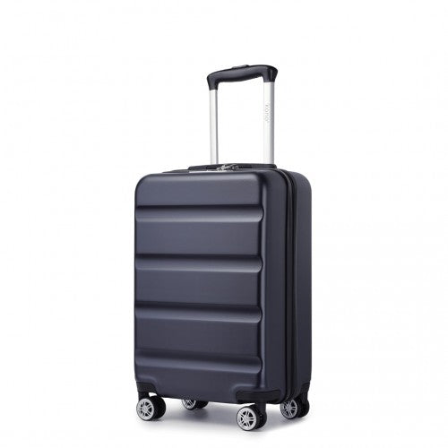Kono 19 Inch Stylish Horizontal Engraved Hard Shell ABS+PC Cabin Carry-On Suitcase with TSA Lock - Navy