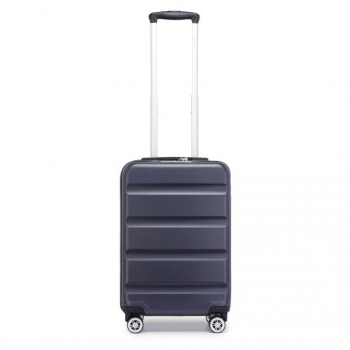 Kono 19 Inch Stylish Horizontal Engraved Hard Shell ABS+PC Cabin Carry-On Suitcase with TSA Lock - Navy
