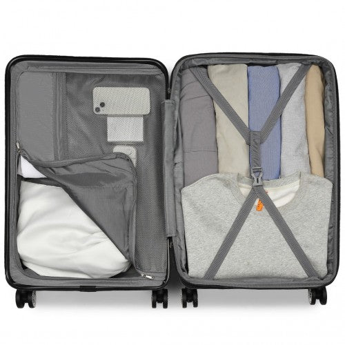 Kono 24 Inch Expandable Horizontal Engraved Hard Shell ABS+PC Check-In Suitcase with TSA Lock - Navy