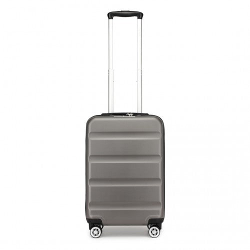 Kono 19 Inch Stylish Horizontal Engraved Hard Shell ABS+PC Cabin Carry-On Suitcase with TSA Lock - Grey