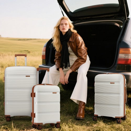 Kono 4-Piece PP Hardshell Luggage Set–Durable Travel Suitcases with TSA Lock, 360° Spinner Wheels with Vanity Case