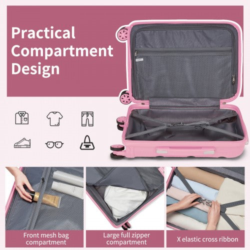 Kono 4-Piece PP Hardshell Luggage Set–Durable Travel Suitcases with TSA Lock, 360° Spinner Wheels with Vanity Case