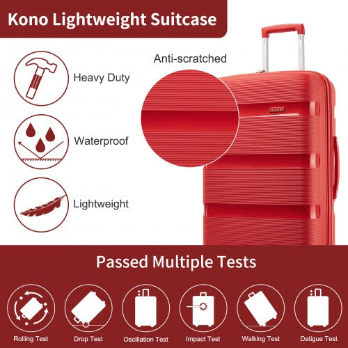 Kono 4-Piece PP Hardshell Luggage Set–Durable Travel Suitcases with TSA Lock, 360° Spinner Wheels with Vanity Case