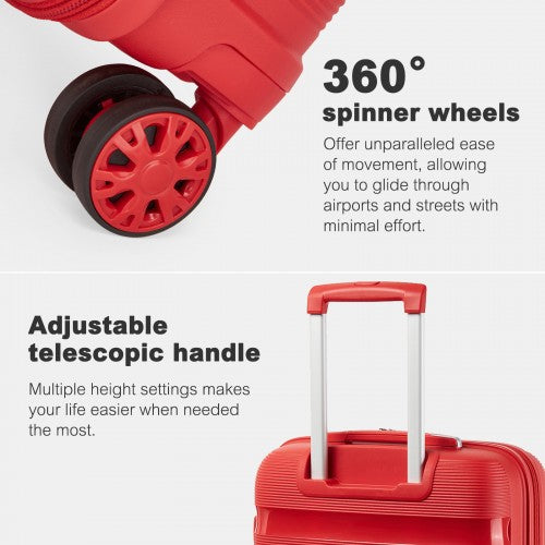 Kono 4-Piece PP Hardshell Luggage Set–Durable Travel Suitcases with TSA Lock, 360° Spinner Wheels with Vanity Case