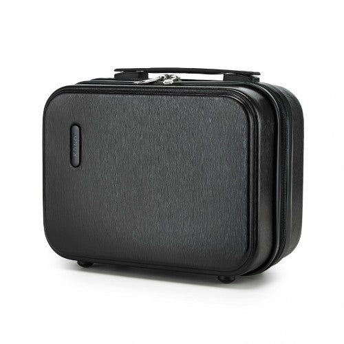 Kono 12 inch Hard Shell Vanity Cosmetic Case – Durable Travel Makeup Organizer with YKK Zipper - Black