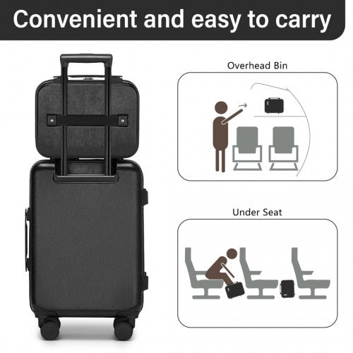 Kono 12 inch Hard Shell Vanity Cosmetic Case – Durable Travel Makeup Organizer with YKK Zipper - Black