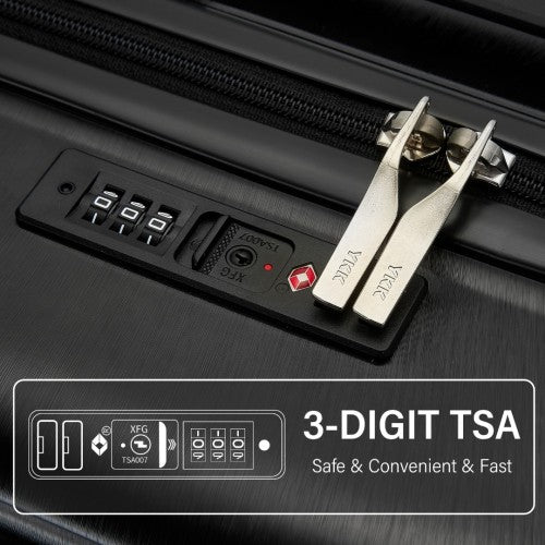 Kono Durable 24 Inch ABS+PC Hardshell Suitcase with TSA Lock Lightweight Travel Luggage with 360° Spinner Wheels - Black