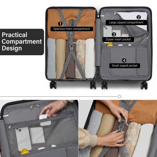 Kono Durable 24 Inch ABS+PC Hardshell Suitcase with TSA Lock Lightweight Travel Luggage with 360° Spinner Wheels - Black