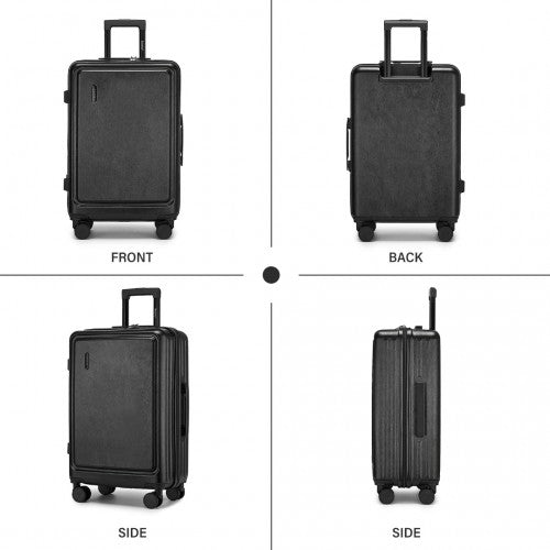 Kono Durable 24 Inch ABS+PC Hardshell Suitcase with TSA Lock Lightweight Travel Luggage with 360° Spinner Wheels - Black