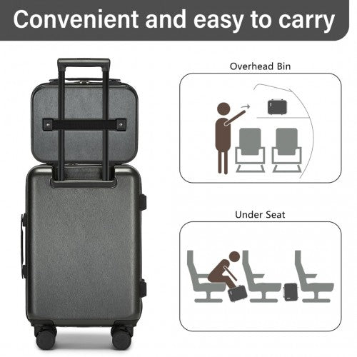 Kono 12 inch Hard Shell Vanity Cosmetic Case – Durable Travel Makeup Organizer with YKK Zipper - Grey