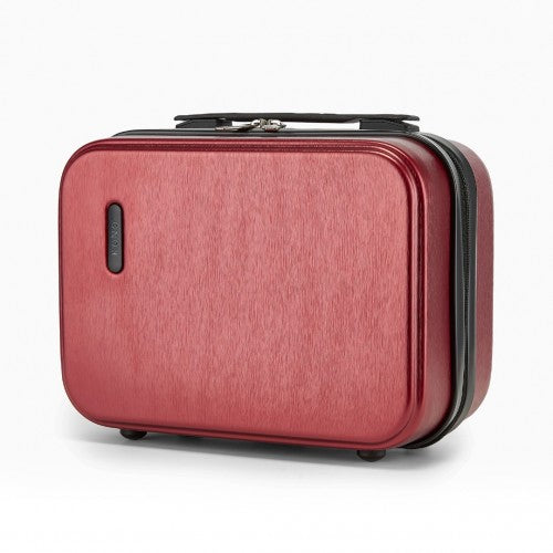 Kono 12 inch Hard Shell Vanity Cosmetic Case – Durable Travel Makeup Organizer with YKK Zipper - Burgundy