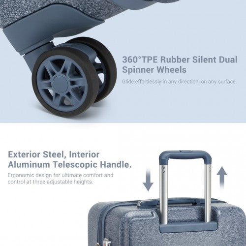 Kono 24 Inch Minimalist Hard Shell ABS+PC Check-In Suitcase with TSA Lock 360 Spinner Wheels - Denim Blue