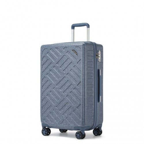 Supercase 24 Inch Sleek Geometric Pattern Hard Shell ABS+PC Check-In Suitcase with TSA Lock for Effortless Travel - Denim Blue