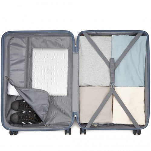 Supercase 28 Inch Sleek Geometric Pattern Hard Shell ABS+PC Check-In Suitcase with TSA Lock for Effortless Travel - Denim Blue