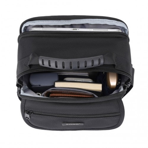 Kono Durable Men's Crossbody Shoulder Bag with Multiple Pockets - Messenger Bag - Black