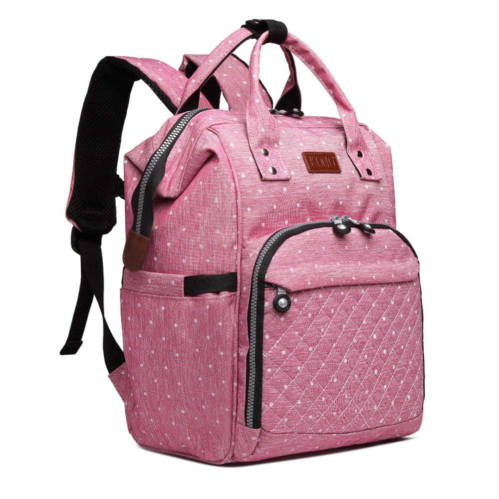 Kono Wide Open Designed Baby Diaper Changing Backpack Dot - Pink