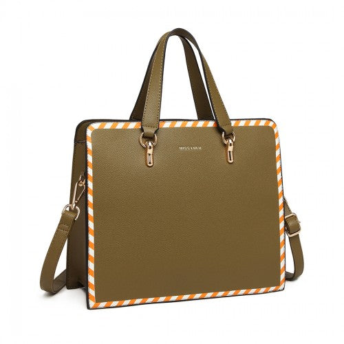 Miss Lulu Stripe Design Shoulder Bag - Green