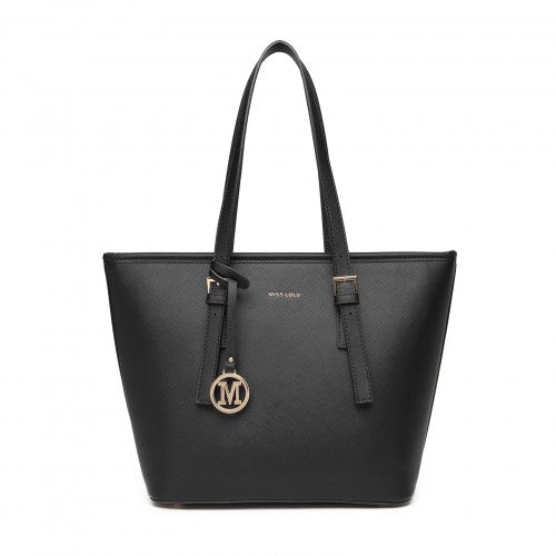Miss Lulu Minimalist Tote Handbag Structured - Black