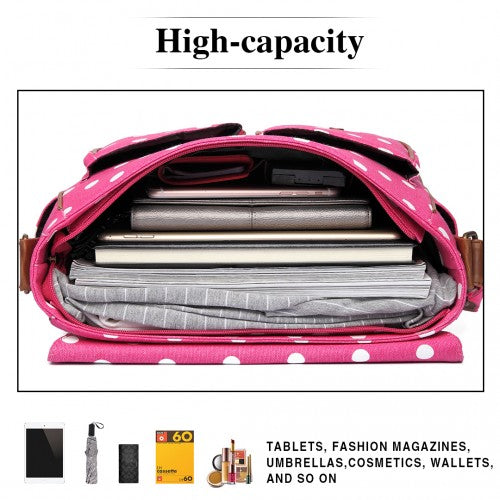 Miss Lulu Oil Cloth Satchel Polka Dot Plum