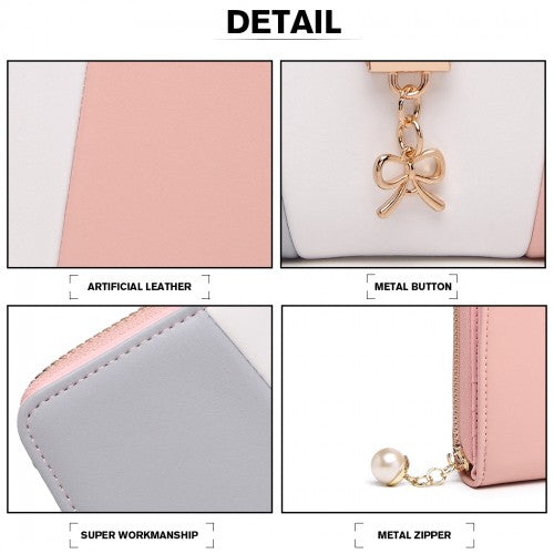 Miss Lulu Tri Colour Women's Leather Look Purse - Grey
