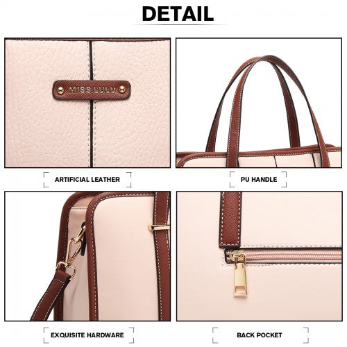 Miss Lulu Structured Panel Shoulder Bag - Pink