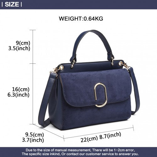 Miss Lulu Stylish Ladies Leather Handbag Shoulder Bag - Navy