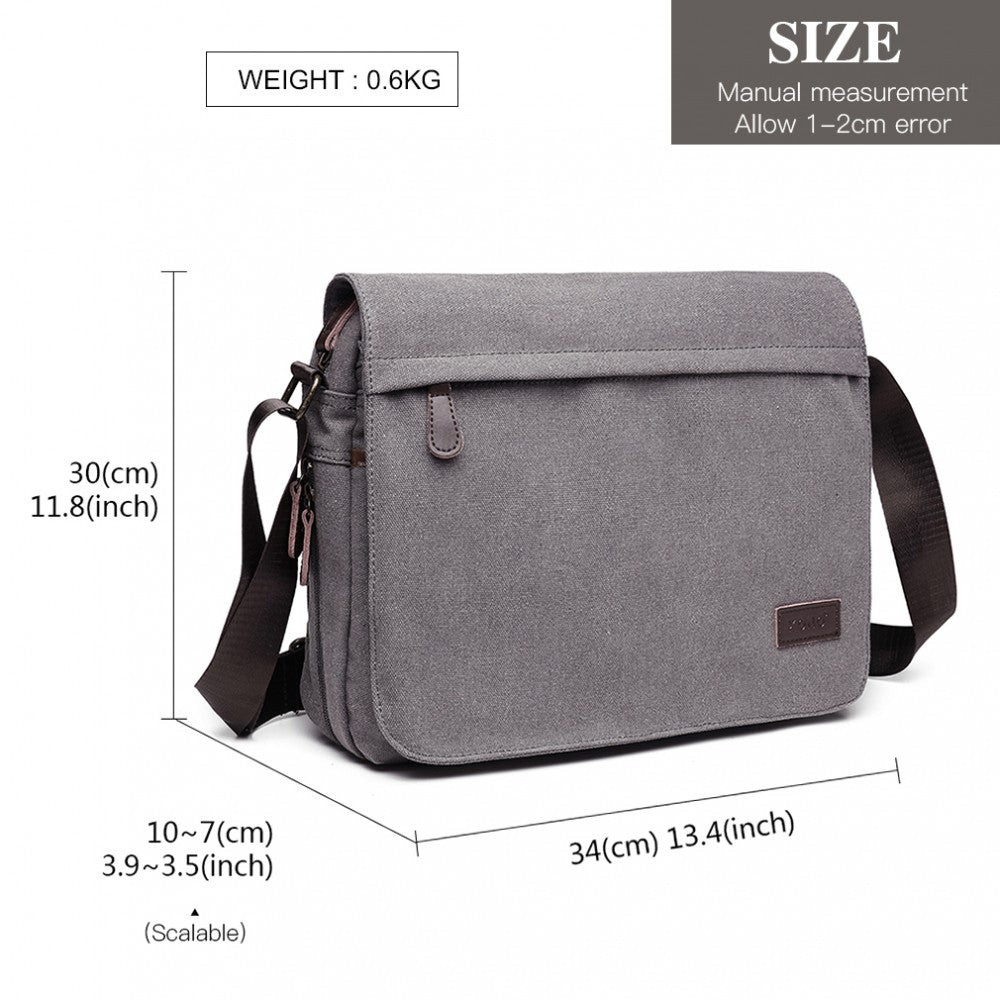 Kono Classic Expanding Messenger Bag - Grey