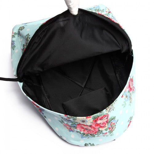 Miss Lulu Large Backpack Flower Polka Dot - Light Blue